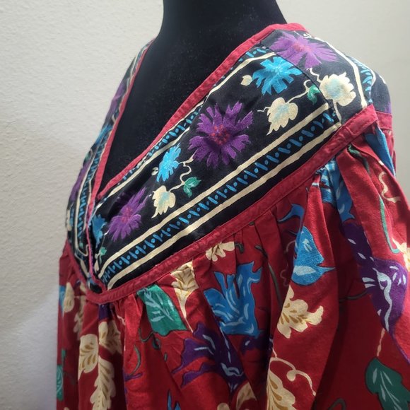 Phases Vintage Retro Women's Long Dress w/Pockets, Red Multicolored, 4X - Picture 4 of 10